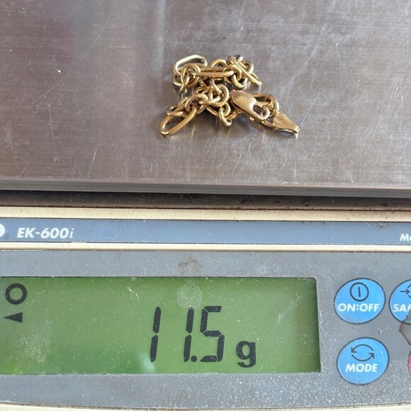 Gold Over Sterling Silver 925 Alternating Round & Oval Link Chain Bracelet 7.5" - Picture 9 of 9